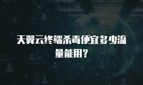 天翼云终端杀毒便宜多少流量能用？