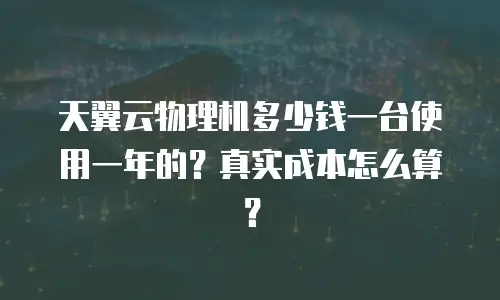 天翼云物理机多少钱一台使用一年的？真实成本怎么算？