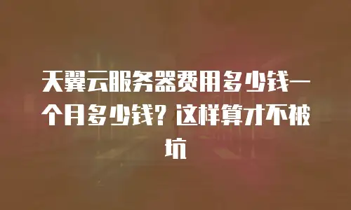 天翼云服务器费用多少钱一个月多少钱？这样算才不被坑