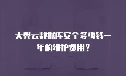 天翼云数据库安全多少钱一年的维护费用？