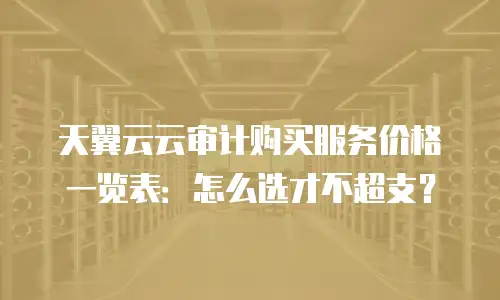 天翼云云审计购买服务价格一览表：怎么选才不超支？