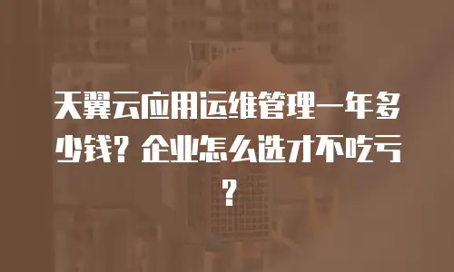 天翼云应用运维管理一年多少钱？企业怎么选才不吃亏？