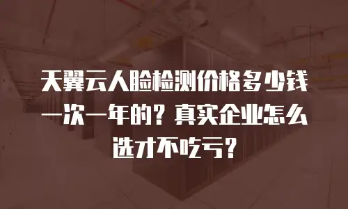 天翼云人脸检测价格多少钱一次一年的？真实企业怎么选才不吃亏？