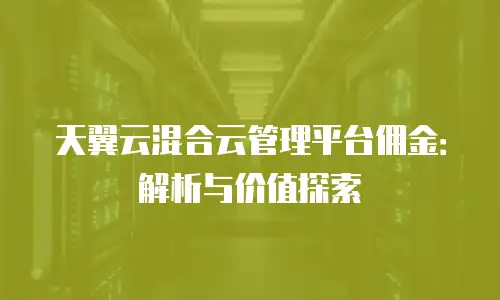 天翼云混合云管理平台佣金：解析与价值探索
