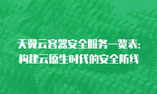 天翼云容器安全服务一览表：构建云原生时代的安全防线