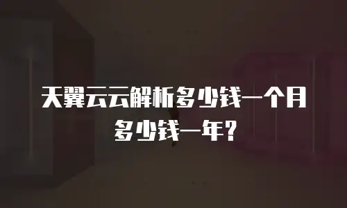 天翼云云解析多少钱一个月多少钱一年？