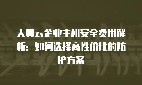 天翼云企业主机安全费用解析：如何选择高性价比的防护方案