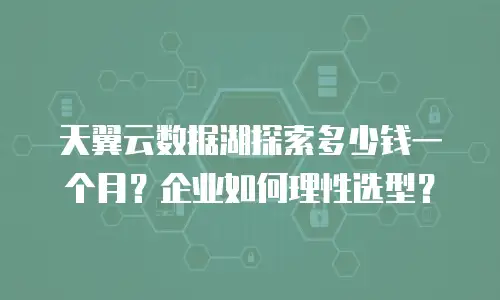天翼云数据湖探索多少钱一个月？企业如何理性选型？