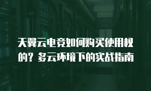 天翼云电竞如何购买使用权的？多云环境下的实战指南