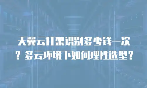 天翼云打架识别多少钱一次？多云环境下如何理性选型？