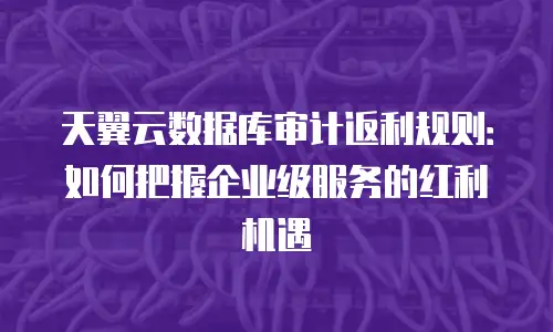 天翼云数据库审计返利规则：如何把握企业级服务的红利机遇
