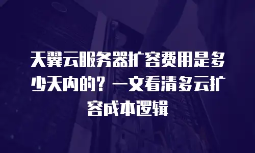 天翼云服务器扩容费用是多少天内的？一文看清多云扩容成本逻辑