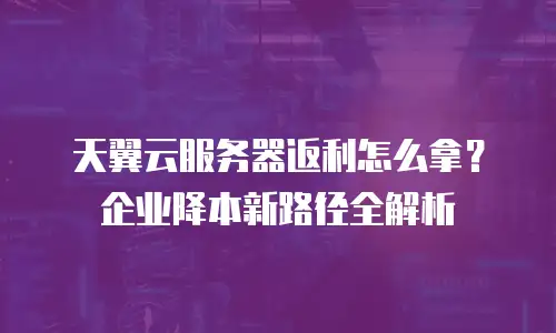 天翼云服务器返利怎么拿？企业降本新路径全解析