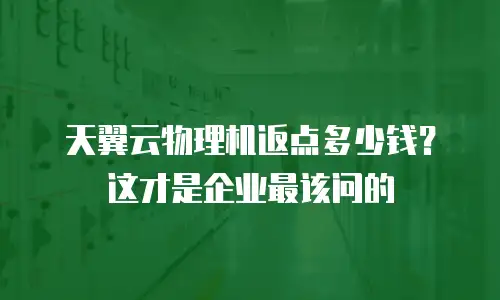 天翼云物理机返点多少钱？这才是企业最该问的