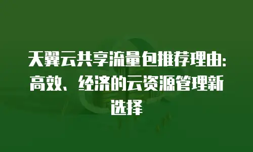 天翼云共享流量包推荐理由：高效、经济的云资源管理新选择