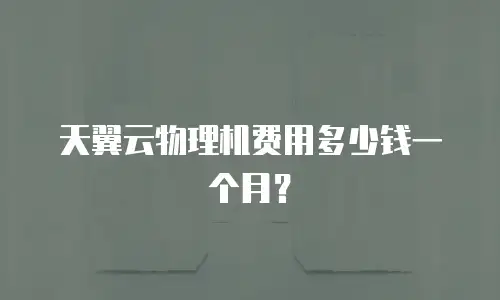 天翼云物理机费用多少钱一个月？