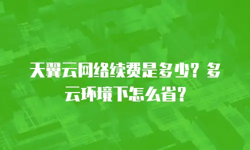 天翼云网络续费是多少？多云环境下怎么省？