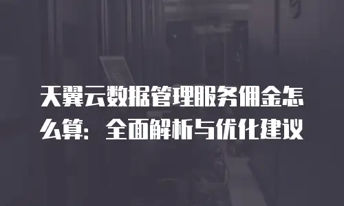 天翼云数据管理服务佣金怎么算：全面解析与优化建议