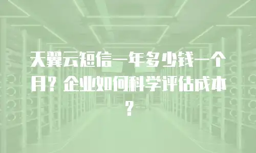 天翼云短信一年多少钱一个月？企业如何科学评估成本？