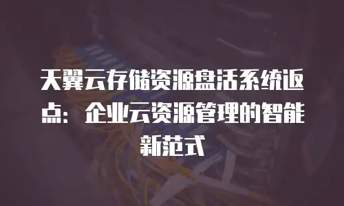天翼云存储资源盘活系统返点：企业云资源管理的智能新范式