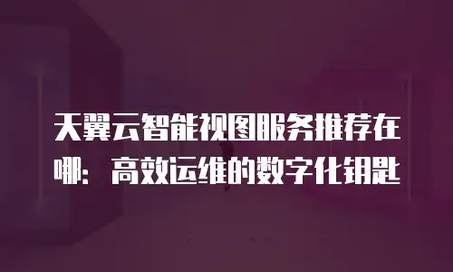 天翼云智能视图服务推荐在哪：高效运维的数字化钥匙