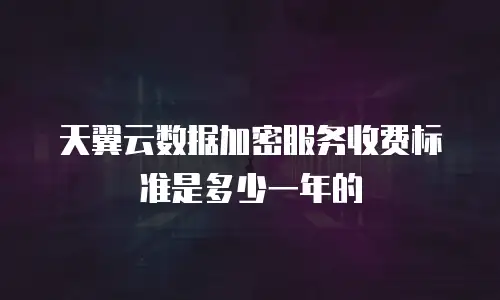 天翼云数据加密服务收费标准是多少一年的
