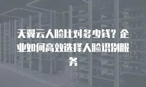 天翼云人脸比对多少钱？企业如何高效选择人脸识别服务