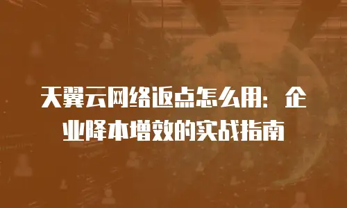 天翼云网络返点怎么用：企业降本增效的实战指南