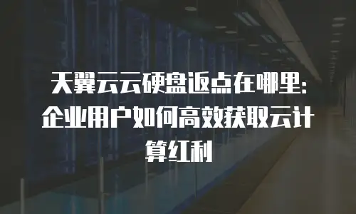 天翼云云硬盘返点在哪里：企业用户如何高效获取云计算红利