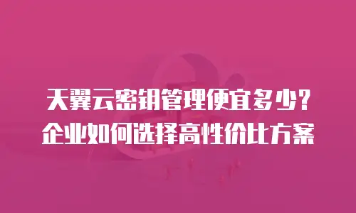 天翼云密钥管理便宜多少？企业如何选择高性价比方案