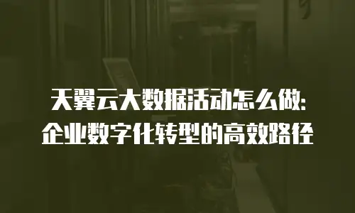天翼云大数据活动怎么做：企业数字化转型的高效路径
