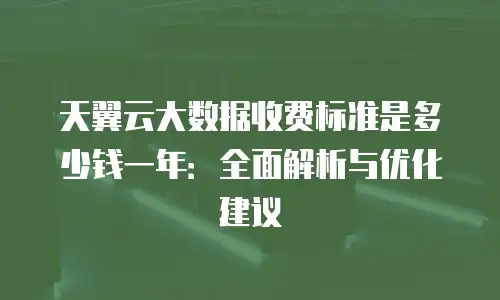 天翼云大数据收费标准是多少钱一年：全面解析与优化建议