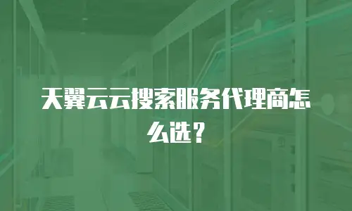 天翼云云搜索服务代理商怎么选？