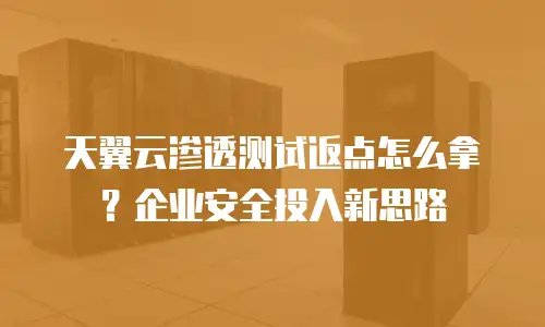 天翼云渗透测试返点怎么拿？企业安全投入新思路