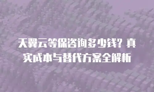 天翼云等保咨询多少钱？真实成本与替代方案全解析