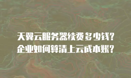 天翼云服务器续费多少钱？企业如何算清上云成本账？