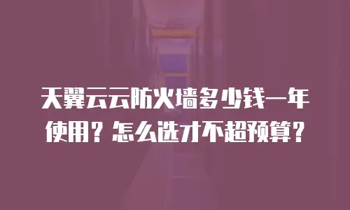 天翼云云防火墙多少钱一年使用？怎么选才不超预算？