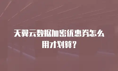 天翼云数据加密优惠券怎么用才划算？