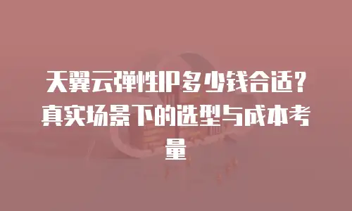 天翼云弹性IP多少钱合适？真实场景下的选型与成本考量