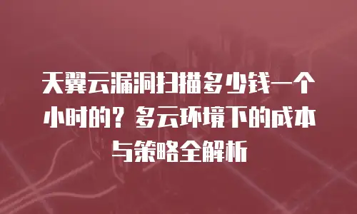 天翼云漏洞扫描多少钱一个小时的？多云环境下的成本与策略全解析