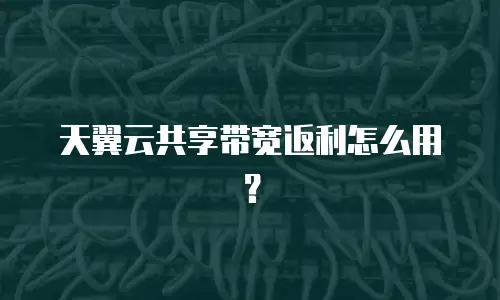天翼云共享带宽返利怎么用？