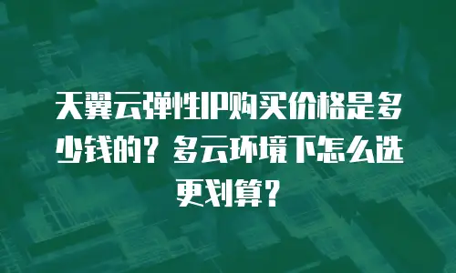 天翼云弹性IP购买价格是多少钱的？多云环境下怎么选更划算？