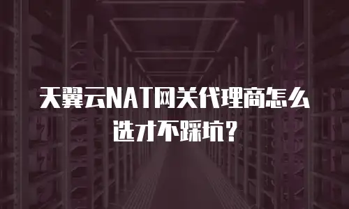 天翼云NAT网关代理商怎么选才不踩坑？