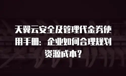 天翼云安全及管理代金券使用手册：企业如何合理规划资源成本？