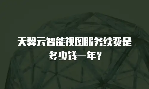 天翼云智能视图服务续费是多少钱一年？