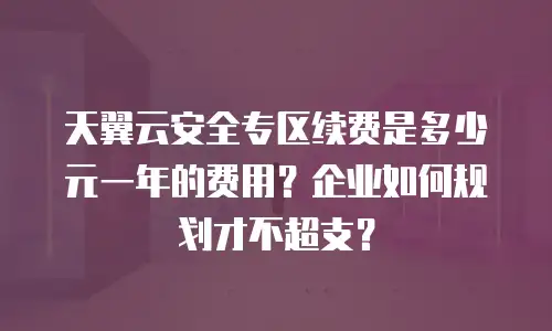 天翼云安全专区续费是多少元一年的费用？企业如何规划才不超支？