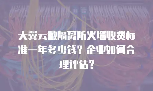 天翼云微隔离防火墙收费标准一年多少钱？企业如何合理评估？