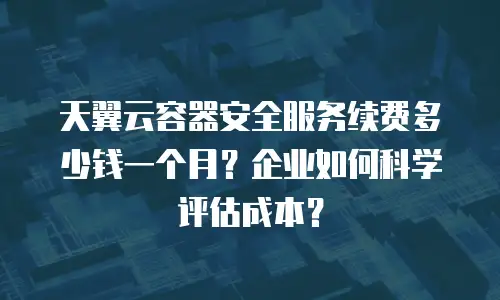 天翼云容器安全服务续费多少钱一个月？企业如何科学评估成本？