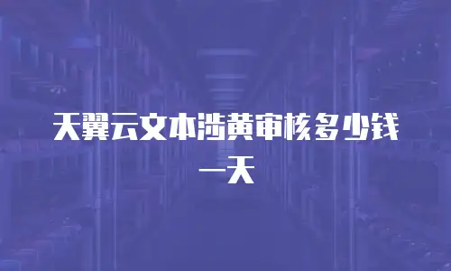 天翼云文本涉黄审核多少钱一天