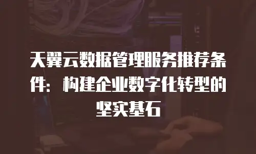 天翼云数据管理服务推荐条件：构建企业数字化转型的坚实基石